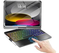 NOKBABO Étui avec clavier, clavier iPad Air 11 (M3/M2), clavier pour iPad Pro 11 (4e/3e/2e/1ère) et iPad Air 5/4e, pavé tactile, pivotant à 360°, rétroéclairé - Noir mat
