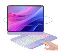 NOKBABO Étui pour iPad 10e génération avec clavier, rétroéclairage arc-en-ciel, rotation à 360°, pavé tactile multiple et porte-crayon, étui clavier pour iPad 10e génération 11" - Violet métallique
