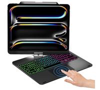 NOKBABO Étui pour iPad 13 Pro avec clavier et iPad Air 13", clavier rétroéclairé arc-en-ciel, porte-crayon, rotatif à 360°, clavier pour iPad Pro 12,9" 6e/5e/4e/3e génération (noir)