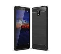 Nokia 3.1 Coque Fibre de Carbone Optique Brushed Étui Protection Bumper Noire