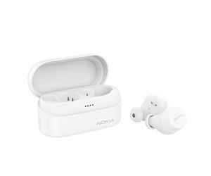 Nokia BH-405 Écouteurs sans Fil Power Earbuds Lite, 35 Heures de Lecture, IPX7 étanche, Compatible Bluetooth, Boîtier de Charge sans fil Compact, Neiger Blanc