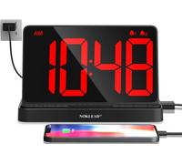 NOKLEAD Réveil Lumineux pour Chambre | Grand Écran 6,5" Multicolore & Port de Charge USB | Horloge de Chevet sur Secteur, Luminosité Réglable et Fonction Répétition (Snooze)