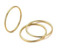 NOKMIT Bague empilable en or 14 carats de 1 mm pour femme, bague empilable fine, bague unie et confortable, taille 5 à 10, 7 UK, Métal, Aucune pierre précieuse