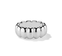 NOKMIT Grosses bagues en or 14 carats pour femmes et filles, ton argent 14 carats, dôme gonflé, empilable, bandeau de pouce croissant, poli, lisse, confortable, taille 5-10, Métal, Aucune pierre