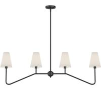 NOKTAI Lustres Plafonniers 120CM W Luminaire d'îlot de cuisine linéaire à 4 lumières Lustres classiques Noir mat avec lin noir s 160W (noir nul/blanc)