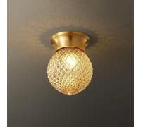 NOKTAI Plafonnier en cuivre, Lustre en Verre et Laiton, Lampes et lanternes Simples pour Couloir, Balcon, Chambre à Coucher, Lustre de Salle à Manger