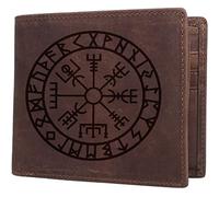 NOKTAI Portefeuille en Cuir Viking Vegvisir pour Homme, Portefeuille Gravé Compass Rune Amulet, Slim Bifold Big Capacity Wallets Cadeaux pour Mari, Papa
