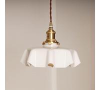 NOKTAI Suspensions Vintage en Verre Laiteux, Grande Lampe Suspendue Blanche, Lustre en Laiton Antique Moderne du Milieu du siècle, éclairage Simple doré, Lustre de Plafond