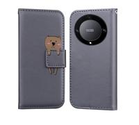 Nokverzy Coque pour Honor Magic5 Lite Étui Housse Portefeuille Clapet Ours Brun Motif Porte Carte Magnétique Protection Pochette Flip Cover Étui Rabat Téléphone Portable pour Honor Magic5 Lite Gris
