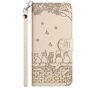 Nokverzy Coque pour Huawei Mate 20 Lite Étui Housse Portefeuille PU Cuir Clapet Chat Thème Porte Carte Magnétique Protection Pochette Cover Étui Rabat Téléphone Portable pour Huawei Mate 20 Lite Beige