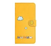 Nokverzy Coque pour Huawei P20 Lite Étui Housse Portefeuille Cuir Pochette Clapet Chat Thème Porte Carte Protege Magnétique Protection Cover Etui Rabat Téléphone Portable pour Huawei P20 Lite Jaune