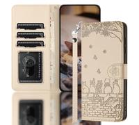 Nokverzy Coque pour Huawei P30 Lite Étui Housse Portefeuille PU Cuir Clapet Chat Thème Porte Carte Magnétique Protection Pochette Flip Cover Étui Rabat Téléphone Portable pour Huawei P30 Lite Beige