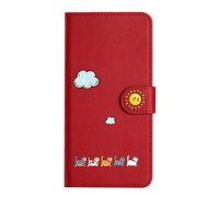 Nokverzy Coque pour iPhone 13 Étui Housse Portefeuille Cuir Pochette Clapet Chat Thème Porte Carte Protege Magnétique Protection Cover Etui Rabat Téléphone Portable pour iPhone 13 Rouge