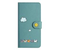 Nokverzy Coque pour Samsung Galaxy A34 5G Étui Housse Portefeuille Cuir Pochette Clapet Chat Motif Porte Carte Magnétique Protection Cover Etui Rabat Téléphone Portable pour Samsung A34 5G Vert