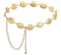 Nokwocy Ceinture Femme en Métal,Ceinture Dorée Avec Marguerite Creuse,Boucles Réglables,Ceinture Chaine,cCeinture Western Femme en Métal Convient pour Robes,Jeans,Pulls,élégantes or 60-119cm