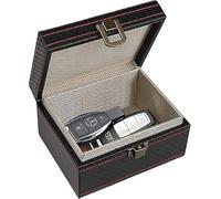 Nokwocy Faraday Boîte pour clés de voiture - Bloqueur de signal RFID, antivol anti-scanning, anti-GPS, porte-clés blindé en fibre de carbone et cuir synthétique, noir (S)