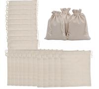 Nokwocy Lot de 24 sacs en tissu réutilisables avec cordon de serrage, sacs muslin pour fête, mariage, cadeaux et organisation pour la maison, respectueux de l'environnement, durables