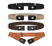 Nokwocy Lot de 4 ceintures pour enfants, sans boucle, réglable, extensible, pour garçons et filles, pour le sport, les adolescents, Mélange de couleurs., taille unique