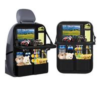 Nokwocy Organisateur d'Auto Protection Siège Arrière Enfant, Protection Siège Voiture Enfant Large, Avec Table Rabattable, Porte Tablette Voiture Intégré, Multifonction Étanche (Noir - 1 pièce)