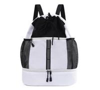 Nokwocy Sac à Dos de Sport, avec Cordon de Serrage, Sac de Basket-Ball, pour Homme et Femme, en Maille, avec Compartiment Humide et Compartiment à Chaussures, léger (Blanc)