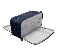 Nokwocy Trousse à crayons à cordon de grande capacité avec 3 compartiments - Organisateur de trousse simple pour adultes - Boîte de rangement multifonctionnelle pour articles de papeterie, bleu marine