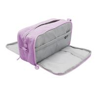 Nokwocy Trousse à crayons multifonctionnelle avec 3 compartiments - Organisateur simple pour adultes - Boîte de rangement de grande capacité pour articles de papeterie, lilas