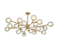NOKXDKJWT Branches créatives Simples, plafonnier moléculaire avec Couvercle Blanc Lait, Lustre Nordique Tout en cuivre, pour éclairage de Salon, Chambre à Coucher/Couvercle en cuivre et boule/18T