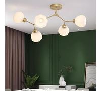 NOKXDKJWT Décoration Maison Plafonnier Encastré en Verre De Lait Bras Oscillant Lustre Spoutnik Milieu du Siècle Plafonnier Chambre Fleur Abat-Jour Éclairage pour Salle À Manger Salon Restaurant