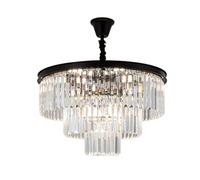 NOKXDKJWT E14 American Light Crystal Light, 15 têtes, plafonnier de Salon Simple et Moderne, Lustre de Restaurant créatif, pour luminaire Design de Chambre à Coucher/Noir/9 têtes