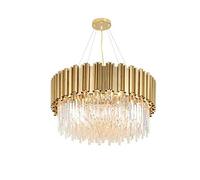 NOKXDKJWT E14 E27 éclairage Hall d'entrée Chemin d'entrée lustres luminaire pour Haut Plafond Pendentif incliné Suspendu Style Empire français, Lustre en Cristal plaqué cuivre 55 * 35 cm
