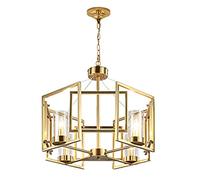 NOKXDKJWT E14 Style Américain Laiton Lustre,Simple Post-Moderne Tout Cuivre Lumière Luxe Lustre,pour Salle À Manger Designer Modèle Chambre Chambre Étude Salon-Cuivre 4