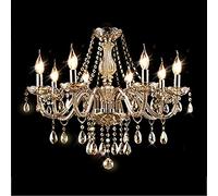 NOKXDKJWT E14modern Luxueux Lustre en Cristal Bougie île éclairage Suspension Lampe plafonnier pour Salle à Manger Salon Cuisine Chambre Couloir entrée-doré. 10 têtes