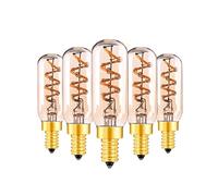 NOKXDKJWT Éclairage, Paquet de 5, Ampoule à Filament Spirale LED AC220V 3W 2200K E14, Lampe Tubulaire T25/T8 éclairage de Lustre en Verre ambré rétro
