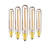 NOKXDKJWT Éclairage, Paquet de 5, Ampoule LED en Verre ambré à Long Filament 1W 2200K E14 AC220V T20, Lampe Tubulaire rétro Lustre Suspension