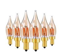 NOKXDKJWT Éclairage, Paquet de 6, Ampoule à Filament LED AC220V E14 2W C22T 4 puces Ampoules de Bougie Teinte Or, Lampe de Lustre de décoration à intensité Variable