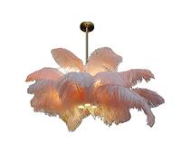 NOKXDKJWT Lampe De Plume D'autruche Créative Américaine, Plafonnier À Source Auxiliaire E14 + LED, Lustre en Plumes Légères pour Luminaire De Chambre À Coucher De Salon/Rose./100 * 65Cm