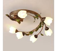 NOKXDKJWT Lampe de Salle à Fleurs Pastorale créative E14, plafonnier Nordique français, Lustre rétro américain, pour Lampes de Chambre et de Salle à Manger,Blanc