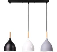NOKXDKJWT Lampe Plafond Éclairage Lustre Suspendu Lanterne Suspension Lamparon Couleur D'éclairage Simple Trois Têtes Moderne pour Restaurant Salon Lumière Cuisine Île E27 Base Réglable/Plaque Longue