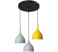 NOKXDKJWT Lampe Plafond Éclairage Lustre Suspendu Lanterne Suspension Lamparon Éclairage Couleur Simple Trois Têtes Moderne pour Restaurant Salon Lumière Cuisine Île E27 Base Réglable/Disque