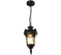 NOKXDKJWT Lampe Suspendue Lustre Plafonnier Éclairage Porche Lumière Classique Médiéval Rétro Couleur Dorée Verre Étanche Aluminium Extérieur Ip65 pour Patio Jardin Porche Balcon/Noir