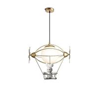 NOKXDKJWT Lampe Suspendue Nordique en Verre, Abat-Jour en Forme de Globe, plafonnier en métal doré, Lustre d'enfant féerique de Dessin animé, luminaire Suspendu avec étagère, Lampes à Suspension pour