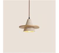 NOKXDKJWT Lampe Suspendue Rustique Vintage créative en travertin Jaune Conique avec Anneau Rond Moderne en Bois pour Restaurants, Bureau, Ferme (Marron)