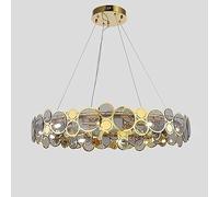 NOKXDKJWT Lumière Moderne Ovale en Acier Inoxydable, plafonnier en Verre Diamant Simple doré, Lustre de Salon pour lanternes d'éclairage de Salle à Manger et de Chambre à coucher/gris/73 cm