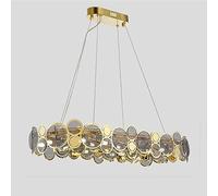 NOKXDKJWT Lumière Moderne Ovale en Acier Inoxydable, plafonnier en Verre Diamant Simple doré, Lustre de Salon pour lanternes d'éclairage de Salle à Manger, de Chambre à Coucher/Gris/Ovale 93 cm