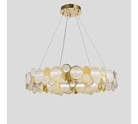 NOKXDKJWT Lumière Moderne Ovale en Acier Inoxydable, Plafonnier en Verre Diamant Simple Or, Lustre De Salon pour Lanternes D'éclairage De Chambre À Coucher De Salle À Manger/Or/52 Cm