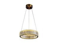 NOKXDKJWT Lustre Circulaire Simple Post-Moderne en Cristal, Lustre en Cristal L Ed, Pendant l'éclairage, Salon, Villa, Salle à Manger, Chambre à Coucher, lumière Tricolore en Titane doré 40 + 60 cm