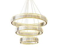 NOKXDKJWT Lustre Circulaire Simple Post-Moderne en Cristal, Lustre en Cristal L Ed, Pendant l'éclairage, Salon, Villa, Salle à Manger, Chambre à Coucher, lumière Tricolore en Titane doré 40 + 60 cm