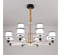 NOKXDKJWT Lustre de Salon, plafonnier LED à Bras Lumineux, Gradation 3 Couleurs 72W, 96W, 144W, luminaire décoratif en Aluminium, Abat-Jour en Acrylique scellé, Hauteur réglable