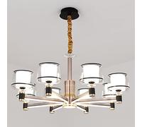 NOKXDKJWT Lustre de Salon, plafonnier LED à Bras Lumineux, Gradation 3 Couleurs 72W, 96W, 144W, luminaire décoratif en Aluminium, Abat-Jour en Acrylique scellé, Hauteur réglable