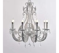 NOKXDKJWT Lustre de Salon Simple en Fer Blanc français, Lustre de Campagne américaine, Salon Bar café Club, Lampe en Cristal pour Chambre d'enfant-rétro pour Faire du Vieux Blanc 5t65*66cm